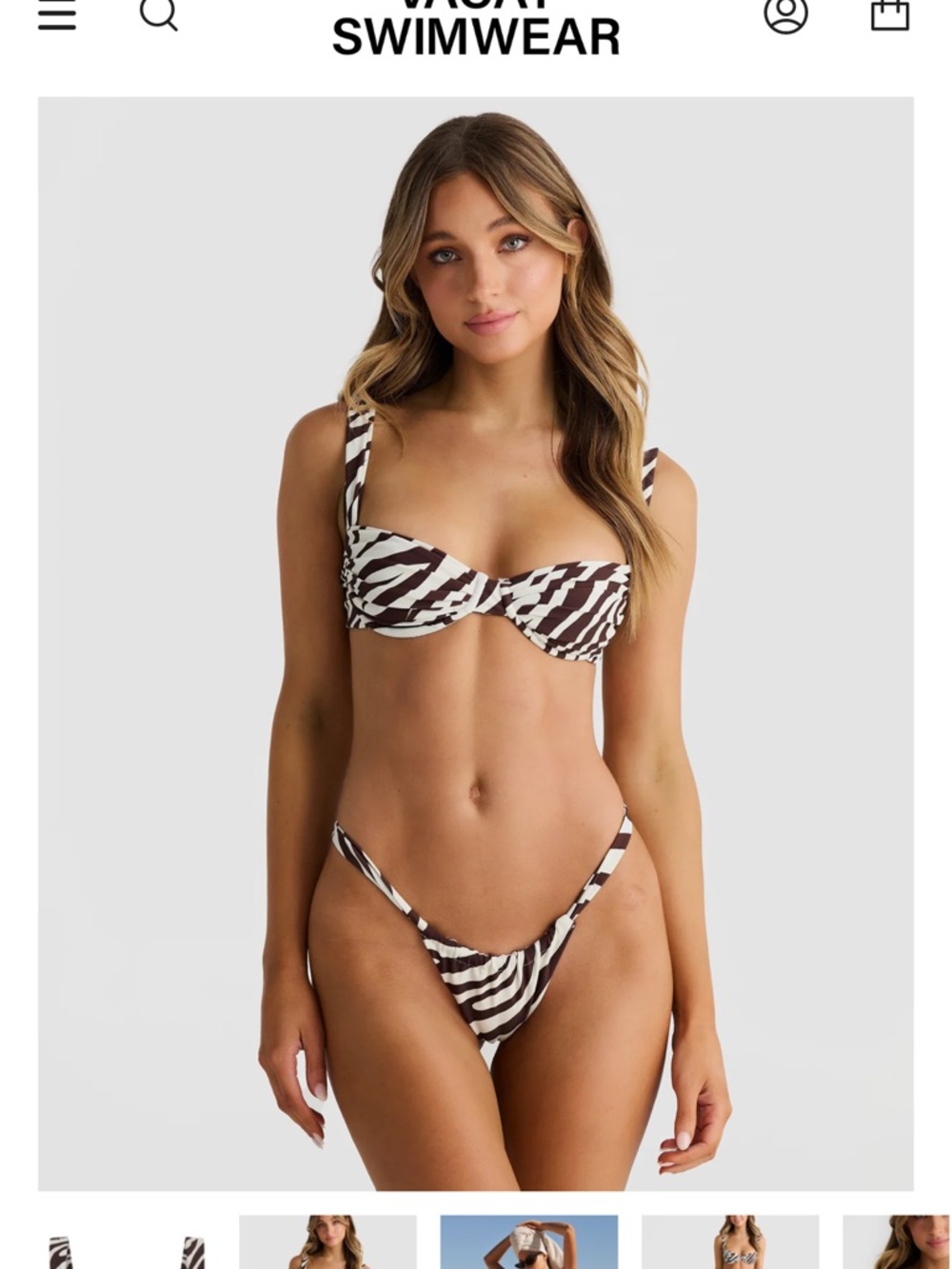 Zebra-Print Brown & White Underwire Bikini by VACAY SWIMWEAR